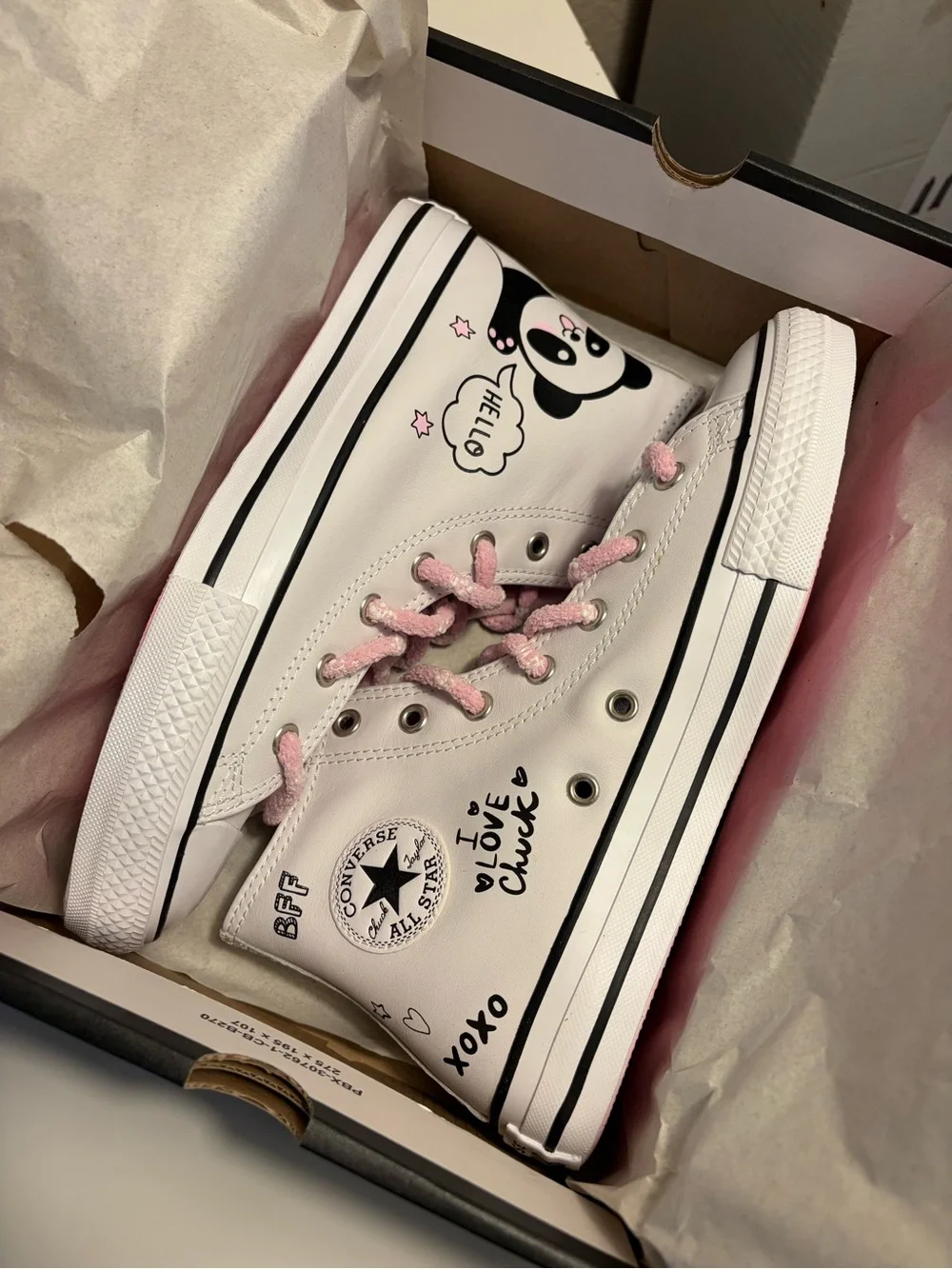 Converse Chuck Taylor All Star High Top Panda Pink Girls Shoes Junior 5 669725C